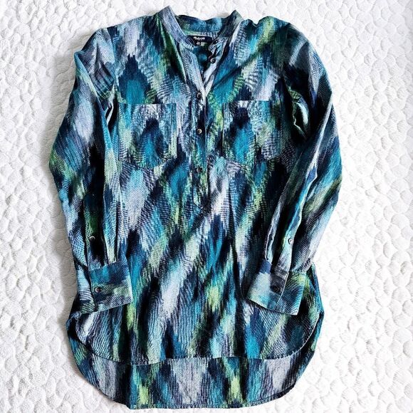 Madewell Tunic top shirt button jagged plaid fall leggings top XS extra small - Picture 1 of 7
